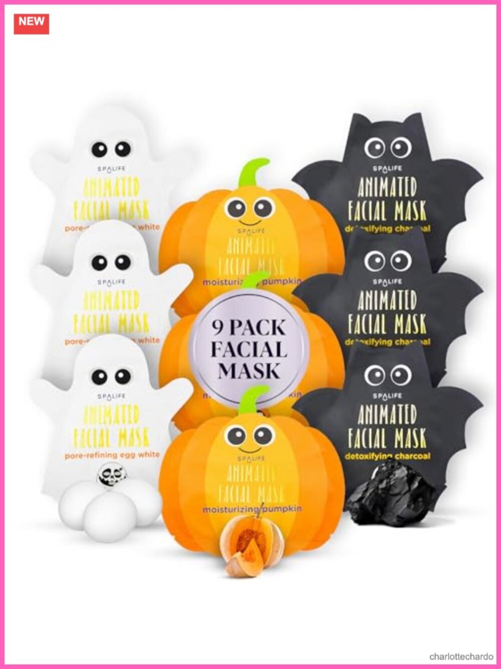 Halloween Character Sheet Mask Bundle Pumpkin Ghost Bat Moisturizing Skincare